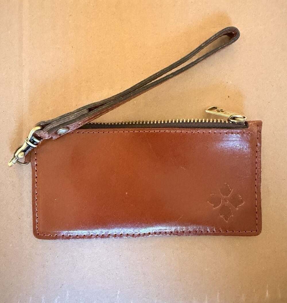 Patricia Nash Almeria Leather Credit Card Wristlet Tan